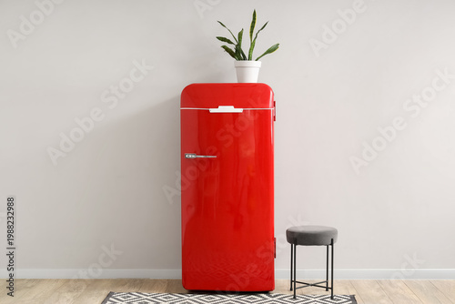 Modern red refrigerator wit...