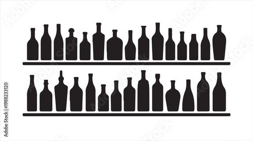 Minimal bottle symbol set showing drink containers and storage items