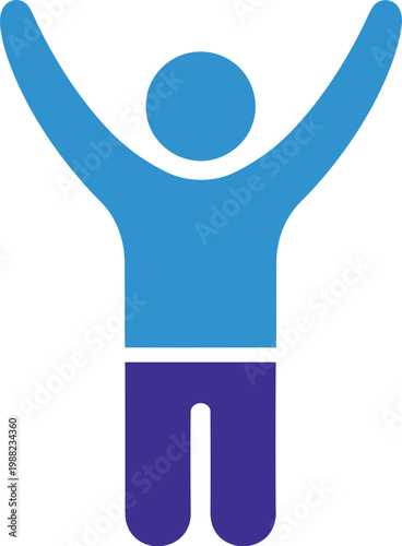 A joyful person celebrating with arms raised in triumph and excitement