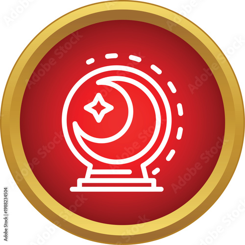 Crystal ball icon with moon and star, symbolizing fortune telling and occult concepts