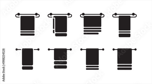 Minimal towel symbol set showing fabric cloths for hygiene and laundry themes