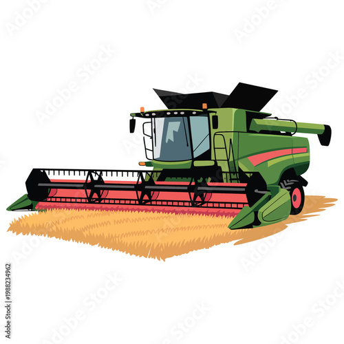combine harvester on wheat field
