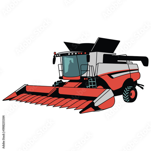 combine harvester working