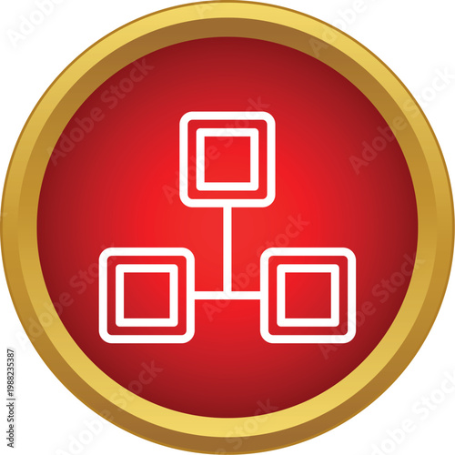Diagram showing a hierarchical network of connected nodes within a red circle