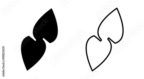 Two attached leaves, solid and line icons