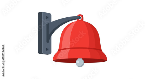 Red bell animation with a white clapper hanging from a dark grey bracket on a white background