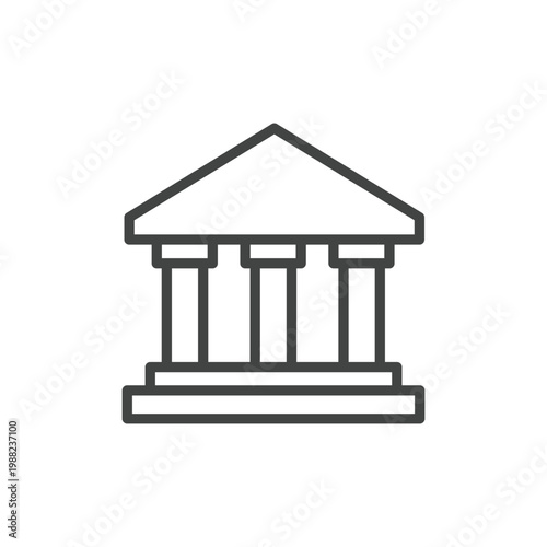 Simple Line Art Court Building Icon Structure Governmental Place of Justice