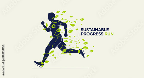 Illustration of A Runner Symbolizing Sustainable Progress and Environmental Consciousness