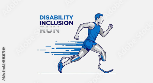 Illustration Of Disabled Athlete Running Depicting Disability Inclusion And Equality Concept