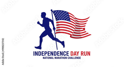 Independence Day Marathon Run With American Flag Vector Illustration Design Concept