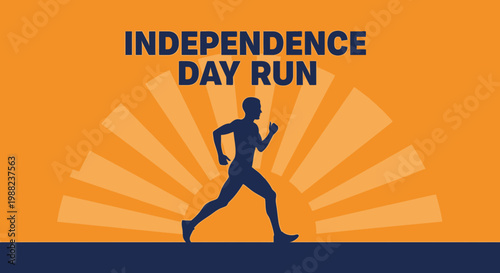 Independence Day Marathon: Silhouette Runner Symbolizing Freedom and Athletic Endeavor