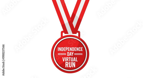 Independence Day Medal Design For Virtual Run, Celebration Concept, Patriotic Event