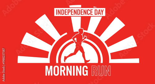 Independence Day Morning Run Silhouette Design Celebrating American Freedom and Fitness
