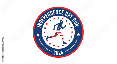 Independence Day Run 2024 Patriotic Sports Event Emblem