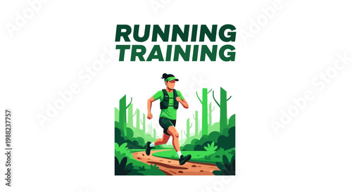 Illustration Of Runner Training In The Forest With The Phrase Running Training Above