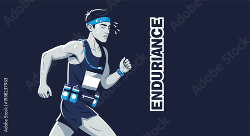 Illustration Of Running Man Showing Endurance With Text In The Background