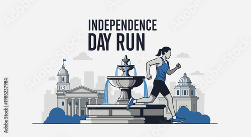 Independence Day Run Celebrated With a Marathon Runner Through the Cityscape