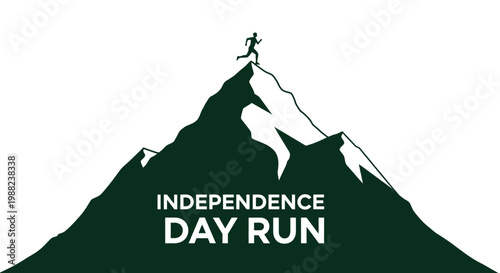 Independence Day Run Silhouette: Reaching Summit, Celebrating Freedom, Overcoming Obstacles