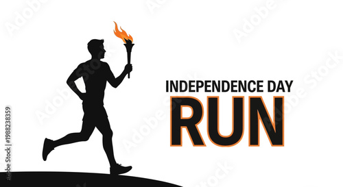 Independence Day Run Silhouette With A Torch Symbolizing Freedom And Patriotism Celebration