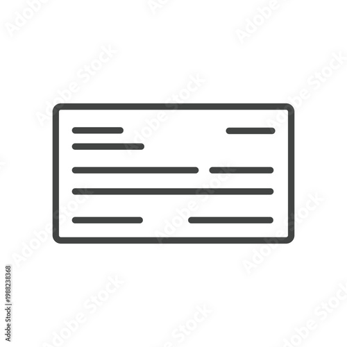 Minimalist Outline Checkbook Shape with Black Line Document Icon