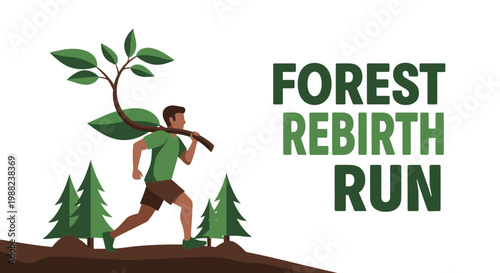 Illustrative Depiction of Forest Regeneration Through Reforestation and Sustainable Actions