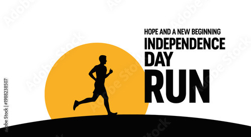 Independence Day Run Silhouette, Symbolizing Hope And A Fresh Start With Endurance