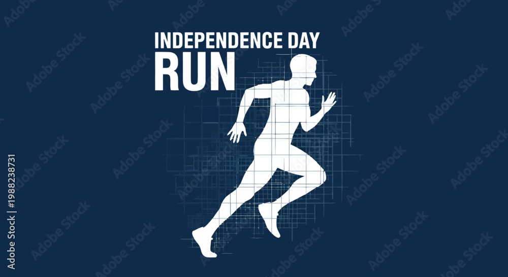 Fototapeta premium Independence Day Run Celebratory Graphic Design Featuring a Running Silhouette