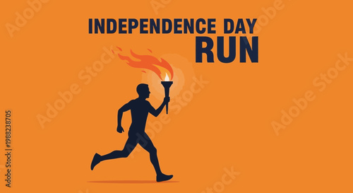 Independence Day Run Torch Symbolizing Strength and Freedom on Orange Background