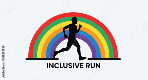Inclusive Run Symbolizing Unity and Pride Through Sport within a Colorful Rainbow Frame