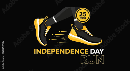 Independence Day Run Depicting Active Person in Sneakers Ready to Start Racing, Running