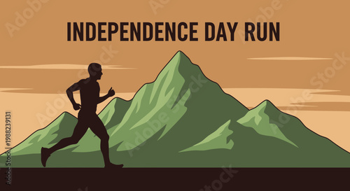 Independence Day Run Depicting Athletic Endeavor Against a Majestic Mountain Landscape