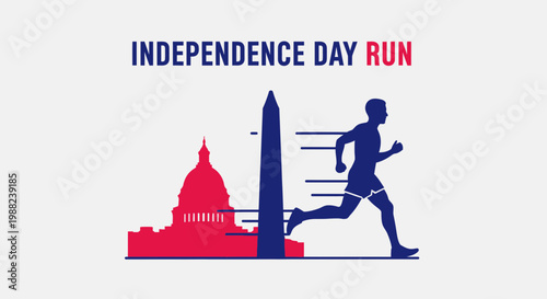 Independence Day Run Depicting Fitness and Iconic Landmarks in National Color Scheme