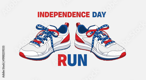 Independence Day Sport Running Shoes Illustration Celebrating Freedom in Patriotic Style
