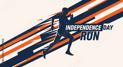 Independence Day Run: Dynamic Runner Silhouette In Motion Celebrating Freedom and Athleticism