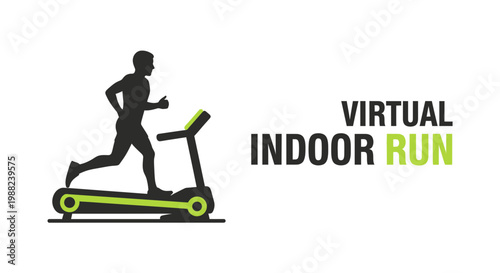 Indoor Running Concept Featuring Silhouette Human Exercising On Smart Treadmill Training