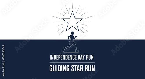 Independence Day Run Guiding Star Athletic Event Celebration Silhouette Runner