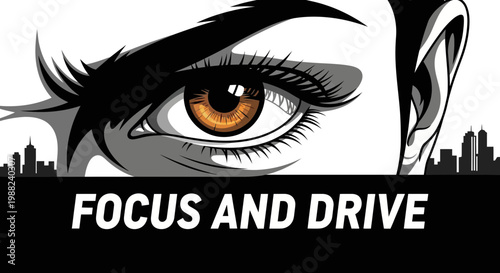 Inspiring Artwork Depicting a Focused Gaze and Motivation as a Pathway to Success