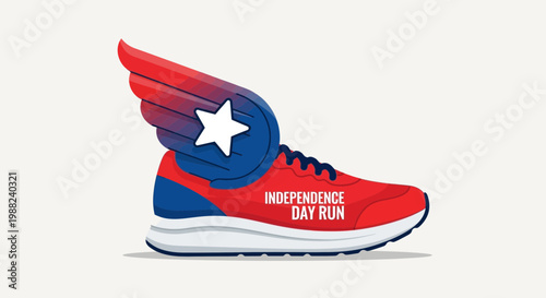 Independence Day Run: Patriotic Runner's Shoe with Winged Design and Star Symbolism