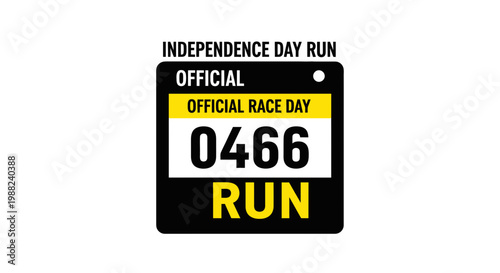 Independence Day Run Race Badge Featuring Bold Typography and Official Event Designation