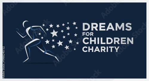 Inspiring Charity Logo of a Runner And Stars Symbolizing Hopes and Dreams For Children