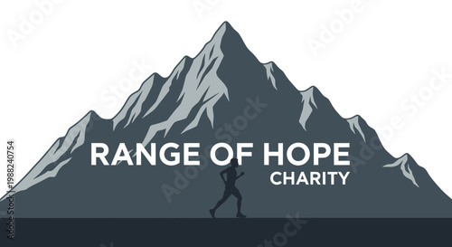 Inspiring Charity Logo of a Runner, Mountain Symbolizing Aspirational Heights and Hope