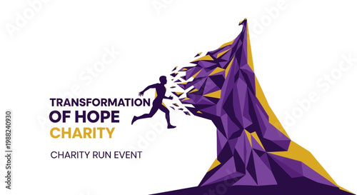 Inspiring Charity Run Depicting Transformation and Hope in Graphic Vector Illustration for