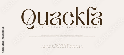 Quackle Minimal font alphabet logo. Typography Beauty fashion luxury classic letters serif fonts decorative wedding vintage retro logos. vector illustration

