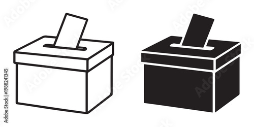 Ballot box voting icon set, election box illustration, democracy vote symbol, political participation concept