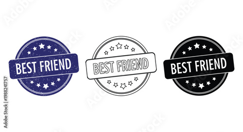 Best friend vector badges with star designs and labels