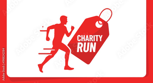 Inspiring Charity Run Silhouette Design With Tag Symbolizing Fundraising and Volunteerism