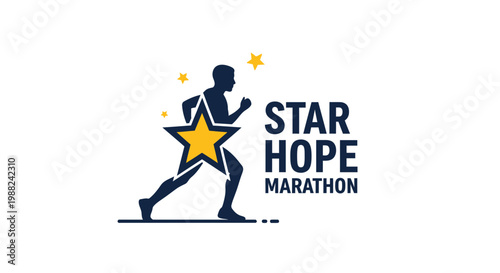 Inspiring Marathon Runner Logo Depicting A Star, Hope And Charitable Event