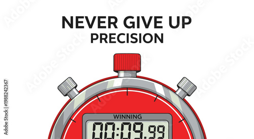Inspiring Message About Tenacity and Accuracy Through a Stopwatch and Uplifting Words in Bold Print