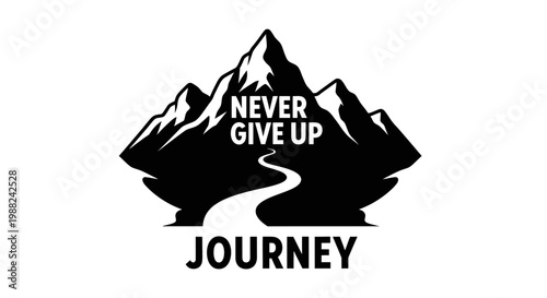 Inspiring Mountain Silhouette Depicting the Concept of Perseverance and A Life Journey