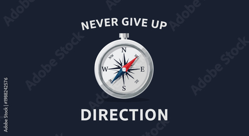 Inspiring Compass Illustration: Navigate Toward Goals With Determined Direction and Persistence